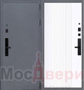 Входная дверь Кингстон Смарт-LR6 Серый шелк / Белый шелк с умным замком