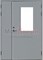 Противопожарная дверь металлическая (ДПМ) полуторная EIW 60 FPS RAL 7035 Серая со стеклом - фото 64960